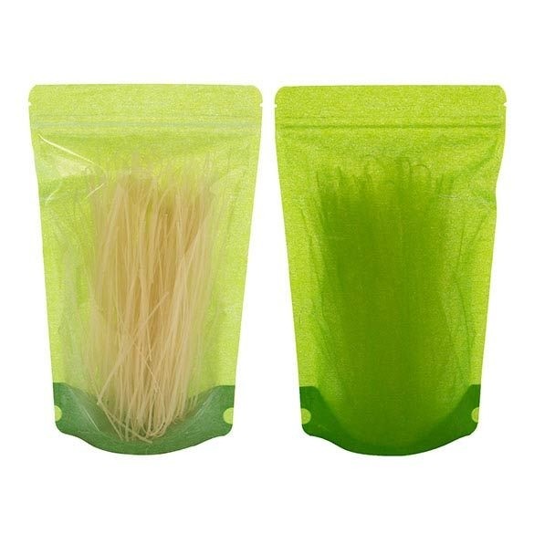 Doypack papier de riz Vert avec avant transparant 17x9x28cm | 340g (100 pièces) [ZBGR4GRC]