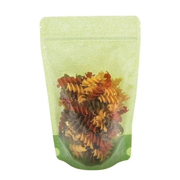 Doypack papier de riz Vert avec avant transparant 15x9x23.2cm | 312g (100 pièces) [ZBGR7GRC]