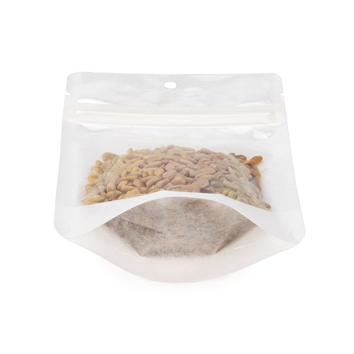 Doypack écologique Papier de Riz Transparent/Blanc Trou de suspension 10,2x6x15,2cm (100 pièces) [ZBGRC2CW]