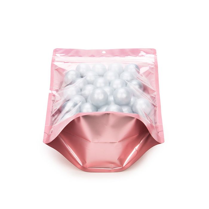 Standbodenbeutel Transparent/Rosé Gold 17.1x8.9x28.6cm | 340 Gramm (100 Stück) [ZBGRG4]