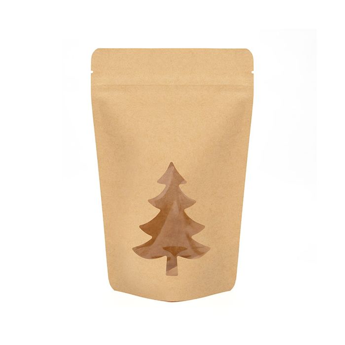 Doypack Kraft avec Fenêtre Sapin 13x7,9x20,6cm (25 pièces) [ZBGSW3KT]