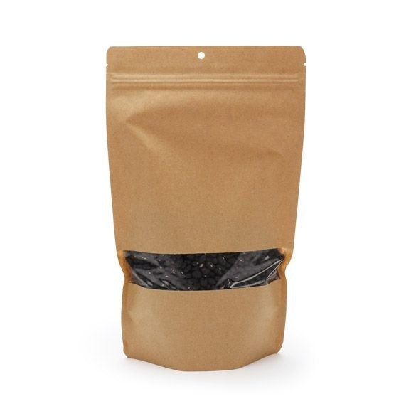 Standbodenbeutel Kraft 17x9x28.5cm | 340 Gramm mit Aufhängeloch (100 Stück) [ZBGW4KH]