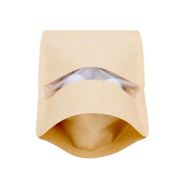 Buste doypack Kraft 15x9x23cm con finestra (100 pezzi) [ZBGW7K]