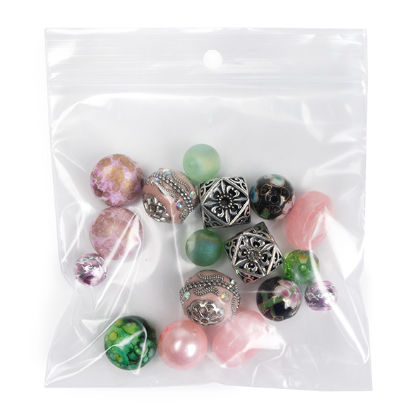 Sacchetto trasparente con chiusura a pressione e foro 10x10cm PE 50 micron (100 pezzi) [2PR44]