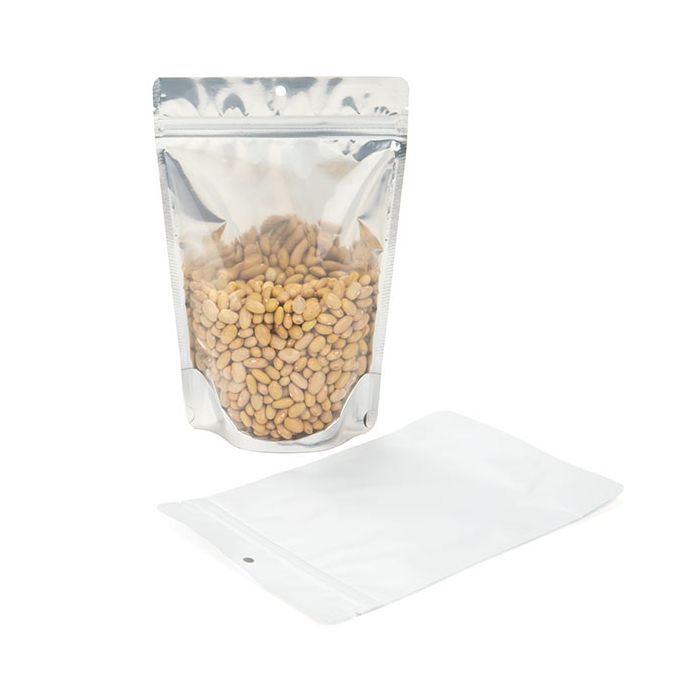 Buste doypack con retro bianco 15 x 9 x 23 cm con foro (100 pezzi) [ZBGW7H]