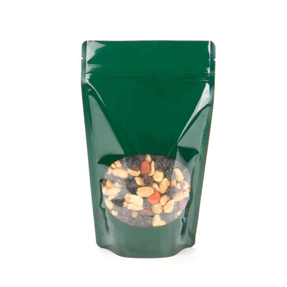 Doypack Vert chasseur avec fenêtre ovale 13x7.9x20.6cm | 113g (100 pièces) [ZBGO3HG]