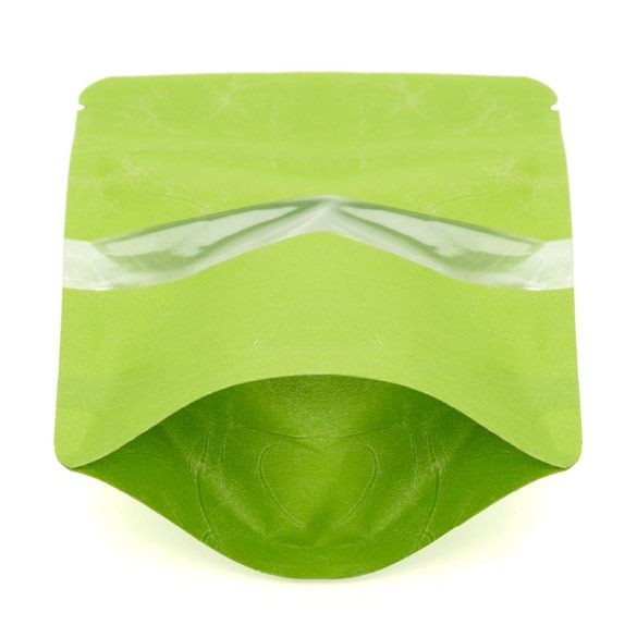 Doypack papier de riz Vert avec fenêtre 10x6x15cm | 57g (100 pièces) [ZBGR2GR]