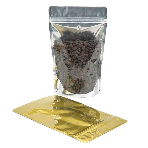 Buste doypack trasparenti/oro 14.6x7.9x23cm | 170 grammi (100 pezzi) [ZBGG58]
