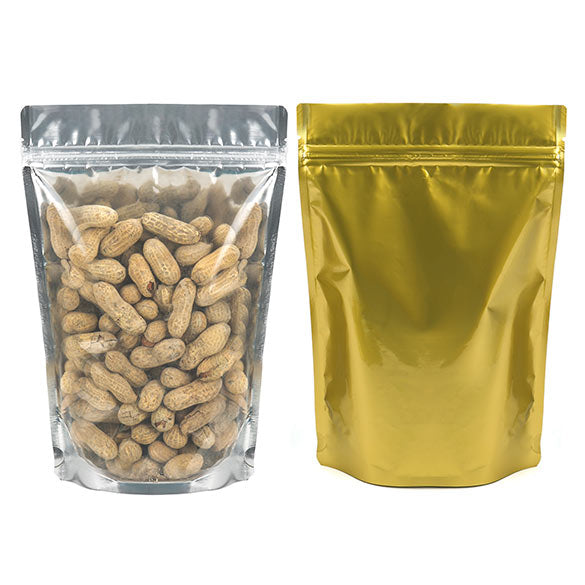 Buste doypack trasparenti/oro 17.8x9.8x25.2cm | 283 grammi (100 pezzi) [ZBGG69]