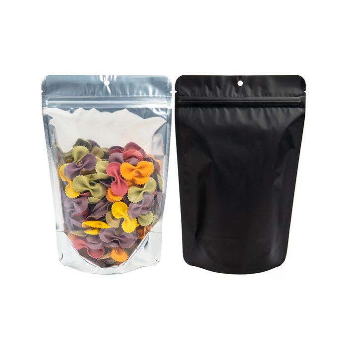 Buste doypack con retro nero 15 x 9 x 23 cm con foro (100 Pezzi) [ZBGB7H]