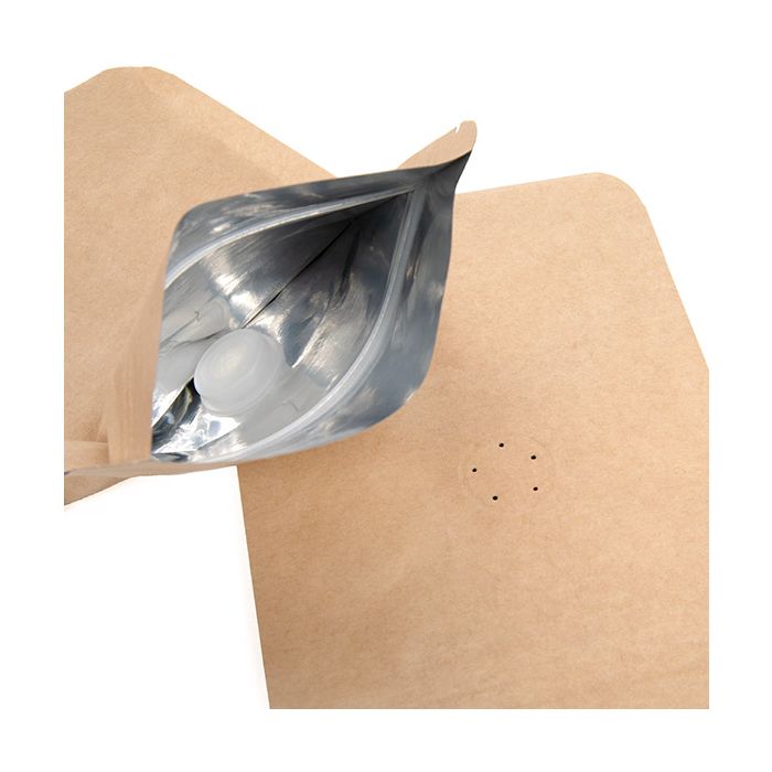 Doypack en Kraft 10,2x6x15,2cm avec valve (100 pièces) [ZBGM2K]