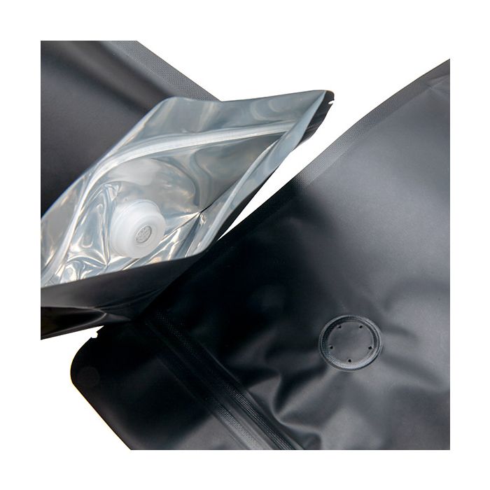 Doypack Noires 13x7,9x20,6cm avec valve (100 pièces) [ZBGM3MBV]