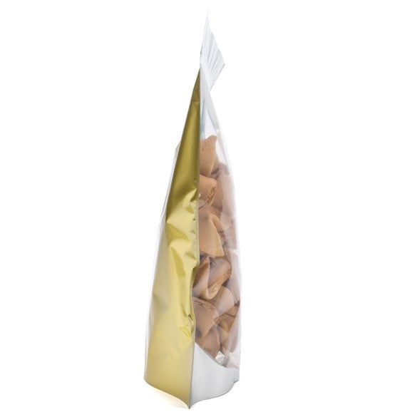 Standbodenbeutel Transparent/Gold 23x12x34.5cm | 900 Gramm (100 Stück) [ZBGG6]