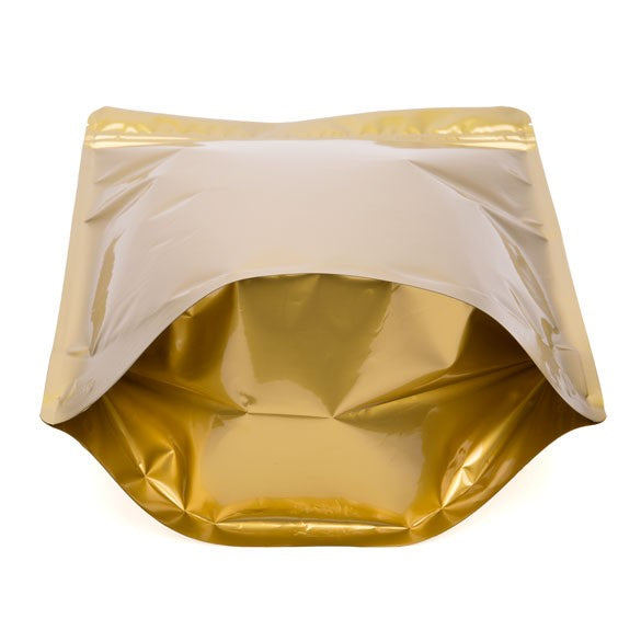 Standbodenbeutel Transparent/Gold 23x12x34.5cm | 900 Gramm (100 Stück) [ZBGG6]