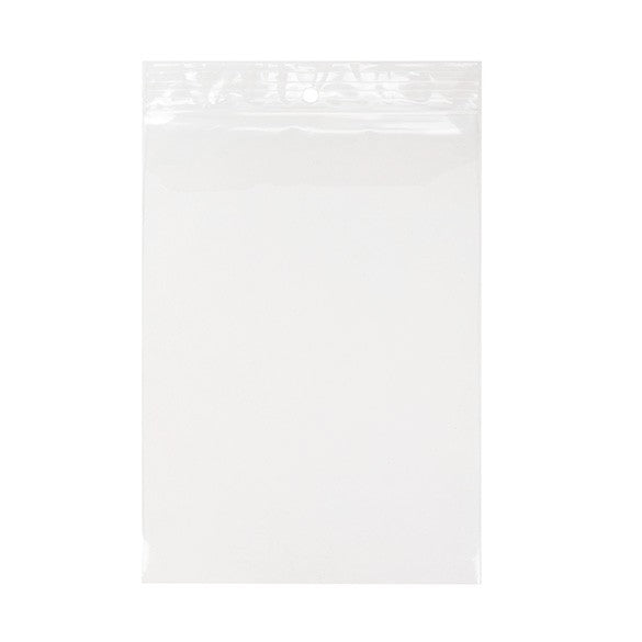 Sacchetto trasparente con chiusura a pressione e foro 12.5x18cm PP 50 microns (100 pezzi) [ZR57]