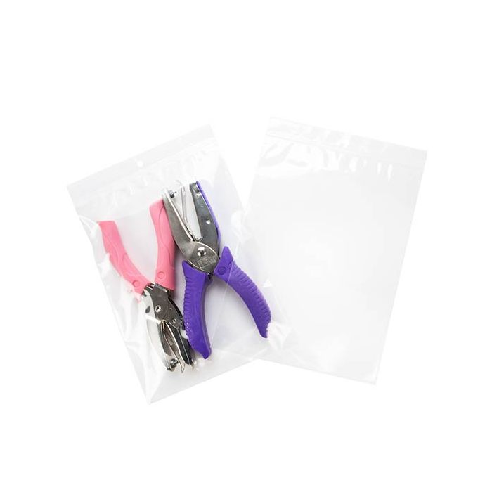 Sacchetto trasparente con chiusura a pressione e foro 15x20.5cm PP 50 microns (100 pezzi) [ZR68]