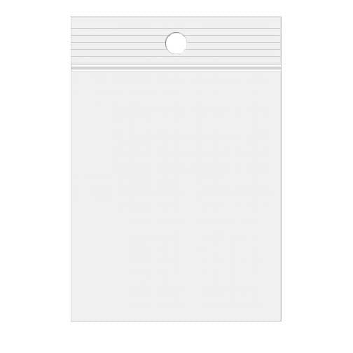 Sachet zip à transparence cristalline 75 microns avec trou pour suspension 12,7x20,3cm (100 pièces) [Z3R58]