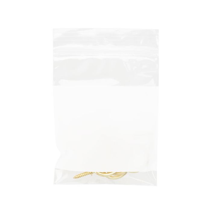 Sacchetto trasparente con chiusura a pressione e spazio di scrittura 7.5x10cm PP 50 microns (100 pezzi) [ZWC34]