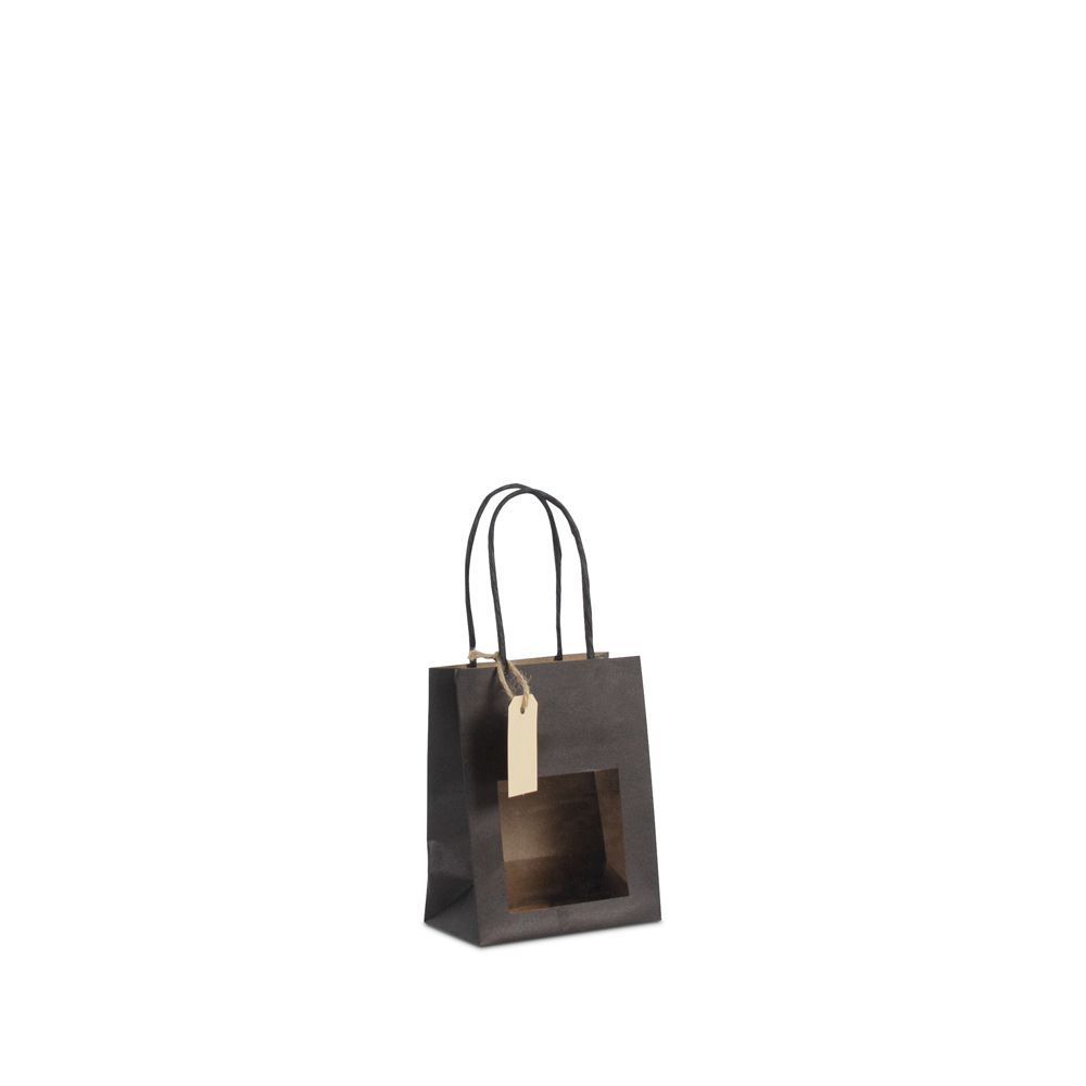 Gift bags with window and tag 11,5+6,4x14,5cm black 