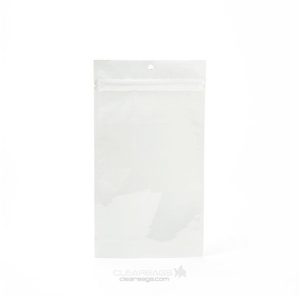 White Metallized Hanging Zipper Barrier Bags 9.2 x 12.7 cm (100 Pieces) [HZBB4MW]