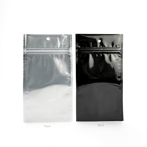 Black backed Metallized Hanging Zipper Barrier Bags 10.2 x 16.5 cm (100 Pieces) [HZBB5CB]