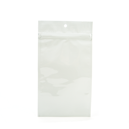 White Metallized Hanging Zipper Barrier Bags 7.6 x 11.4 cm (100 Pieces) [HZBB3MW]