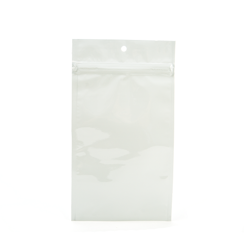 White Metallized Hanging Zipper Barrier Bags 10.2 x 16.5 cm (100 Pieces) [HZBB5MW]
