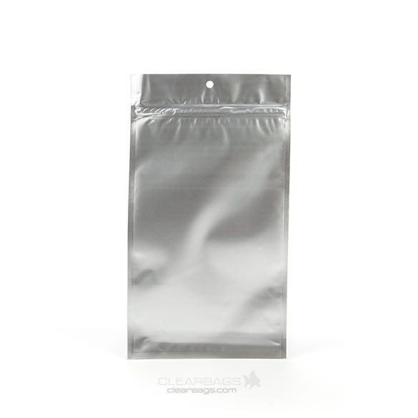 Silver Metallized Hanging Zipper Barrier Bags 9.2 x 12.7 cm (100 Pieces) [HZBB4MS]