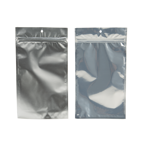 Silver backed Metallized Hanging Zipper Barrier Bags 15.4 x 23.5 cm (100 Pieces) [HZBB7S]