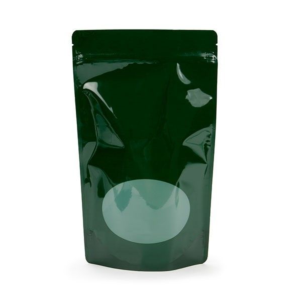 Hunter Green Oval Window Zipper Pouch Bags 13 x 7.9 x 20.6cm (650ml) (100 Pieces) [ZBGO3HG]