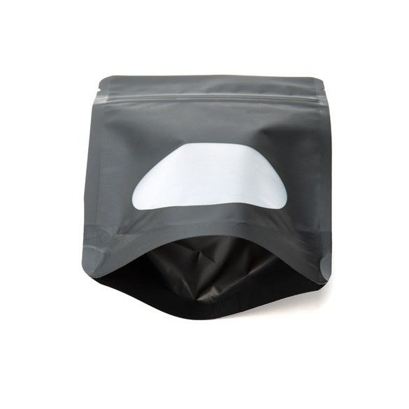 Matte black stand up pouch bottom view