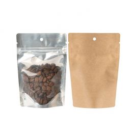 Pochettes Doypack transparentes/kraft 10,2 x 6 x 15,2 cm avec trou de suspension (100 pièces) [ZBGK2H]
