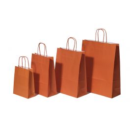 Sac de course Orange - Papier Kraft 90 grammes - 26+12 x 35 cm (50 pièces) [PAM2635OR]