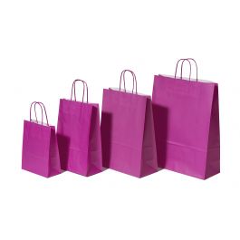 Sac de course Rose - Papier Kraft 90 grammes - 18+8 x 22 cm (50 pièces) [PAM1822P]