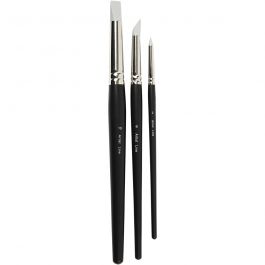 Artist Line Pinsel, Nr. 2+6+10, L 19-25 cm, B 6+10+15 mm, Flach,rund, 3 Stk/ 1 Pck [HOB-100274]