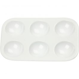 Palette, Palette rectangulaire avec 6 compartiments, dim. 13x8,5 cm, blanc, 1 pièce [HOB-100288]