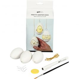 Oeufs de Pâques décorés, Décoration aquarelle, 1 set [HOB-100760]