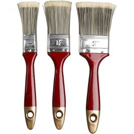 Pinceaux à Vernis, L : 20 cm, L : 25-50 mm, Plat, 3 pièces/ 1 Pq. [HOB-10244]