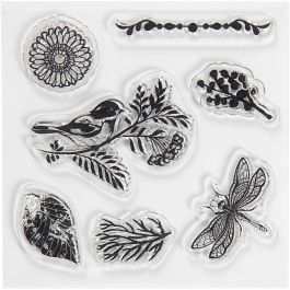 Tampons transparents, gabarits de coupe, animaux et feuilles, dim. 2,5-6 cm, 1 Pq. [HOB-117482]
