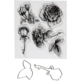 Tampons transparents, gabarits de coupe, fleurs, dim. 4-6,5 cm, 1Pq./ 1 Pq. [HOB-117483]