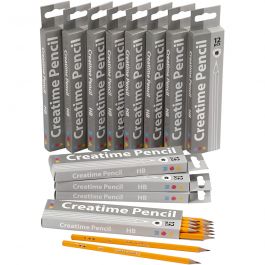 Crayons pour école, L : 17,5 cm, HB, ép. 7 mm, mine 2 mm, 12x12 pièces/ 1 Pq. [HOB-14189]
