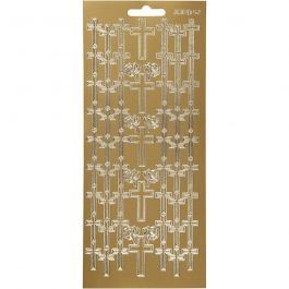 Sticker, Kreuze, Blatt 10x23 cm, Gold, 1 Bl. [HOB-170012]
