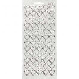 Autocollants, coeurs, feuille 10x23 cm, argent, 1 flles [HOB-170018]