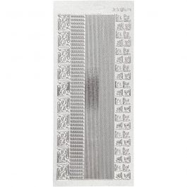 Sticker, Bordüren, Blatt 10x23 cm, Silber, 1 Bl. [HOB-170025]