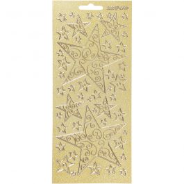 Sticker, Sterne, Blatt 10x23 cm, Gold, 1 Bl. [HOB-170063]