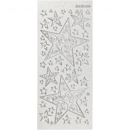 Sticker, Sterne, Blatt 10x23 cm, Silber, 1 Bl. [HOB-170064]