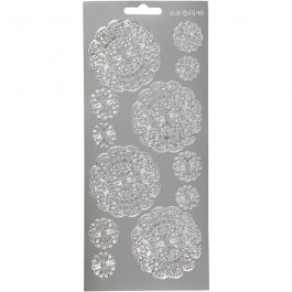 Sticker, Blumen, Blatt 10x23 cm, Silber, 1 Bl. [HOB-170096]