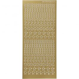 Autocollants, étoiles, feuille 10x23 cm, or, 1 flles [HOB-170111]