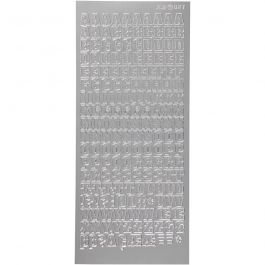 Autocollants, alphabet, feuille 10x23 cm, argent, 1 flles [HOB-170215]