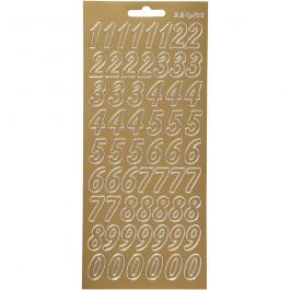 Sticker, Zahlen, Blatt 10x23 cm, Gold, 1 Bl. [HOB-170218]